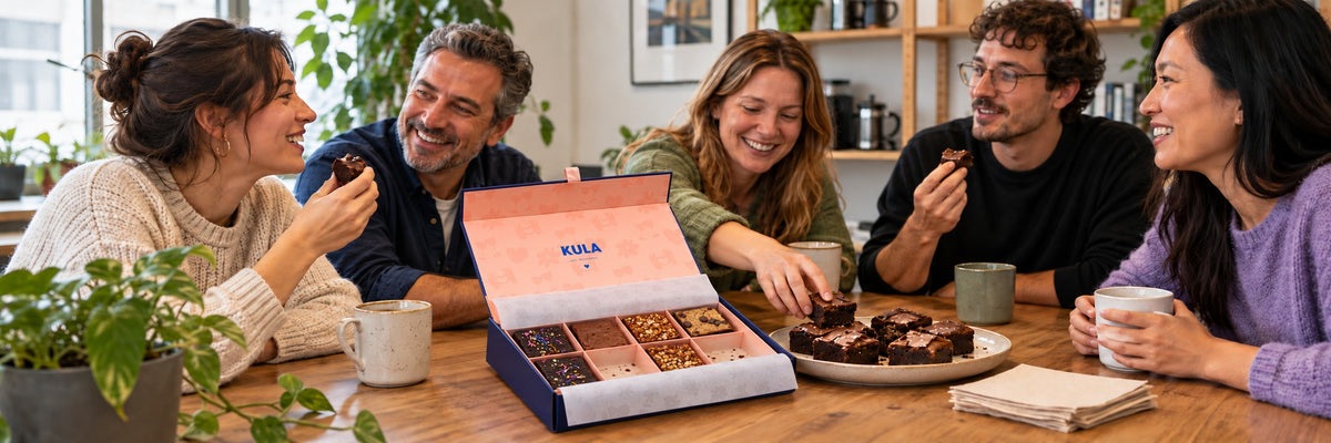 Business team enjoying KULA brownies