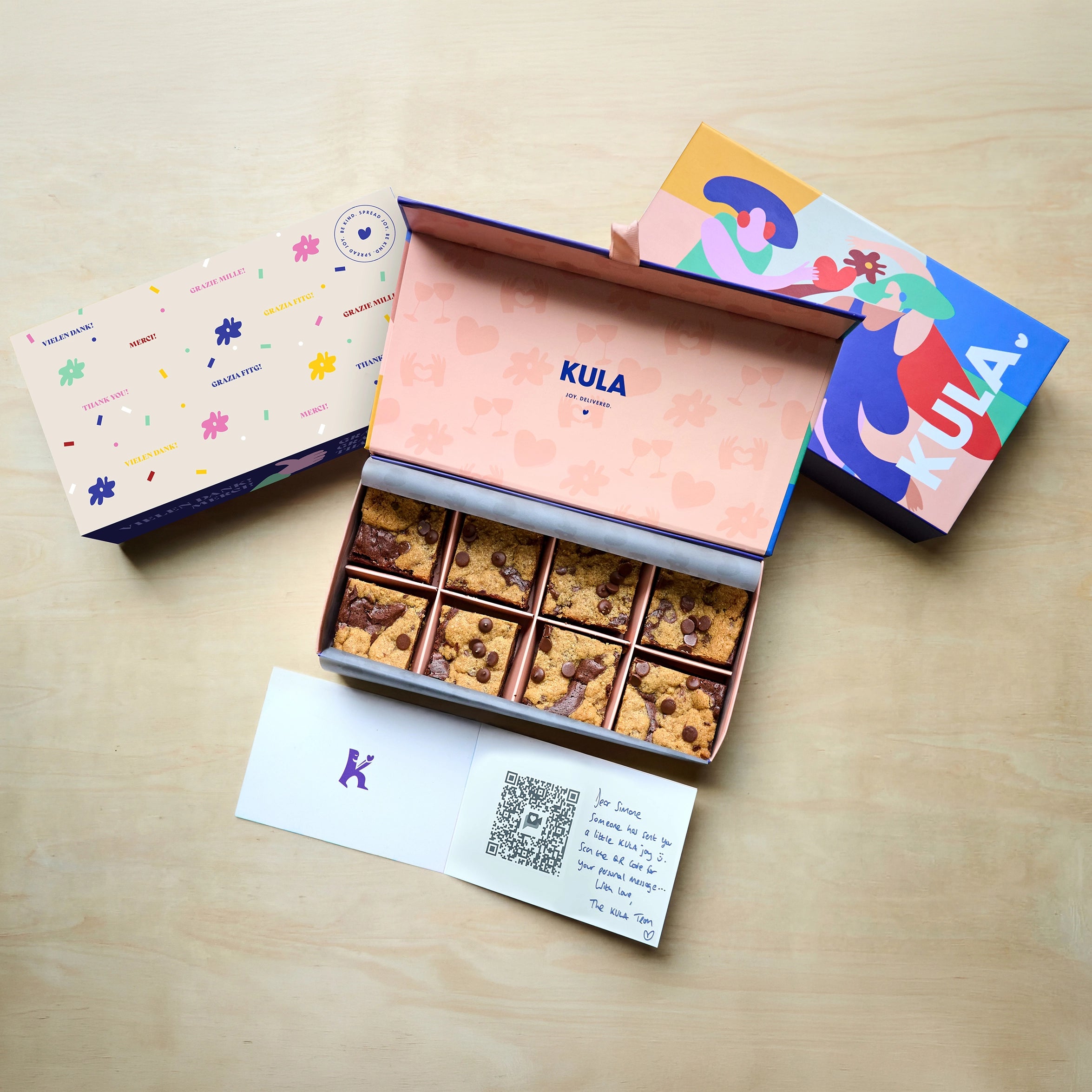 KULA gift box with brookie brownies, Thank You sleeve and personalised card