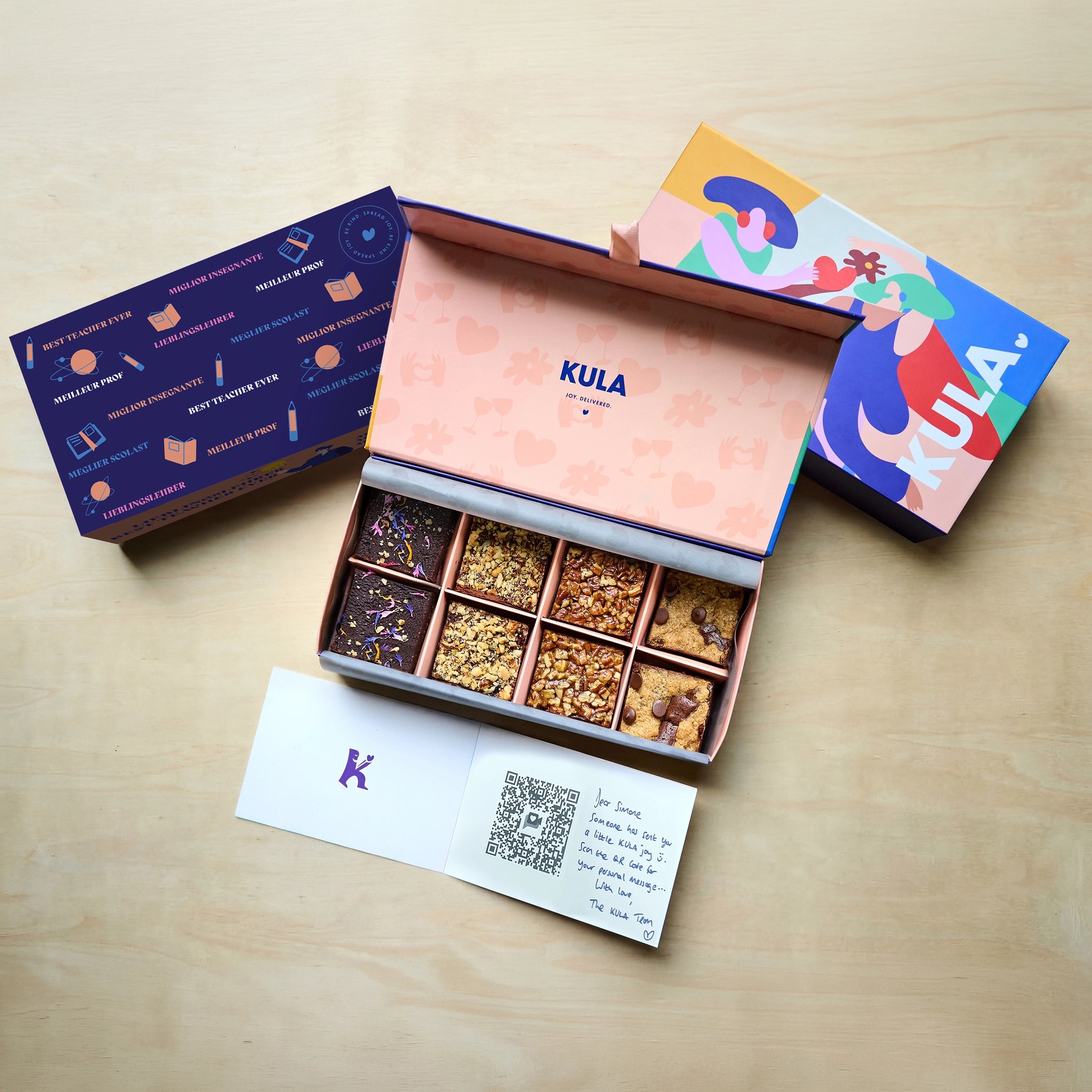 "Lieblingslehrer" Brownie Geschenkbox (8 Brownies)